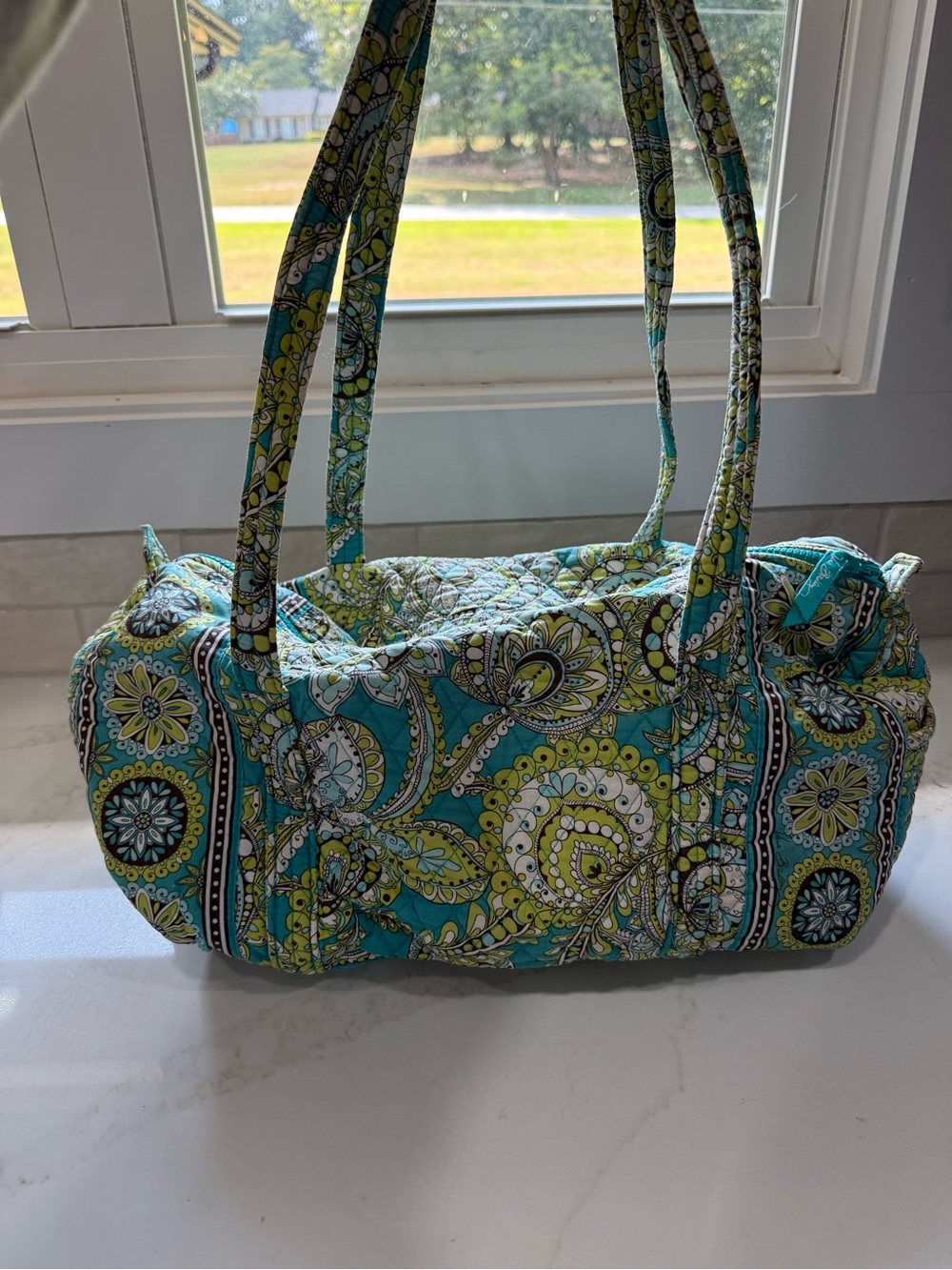 Vera Bradley Teal Paisley Quilted small duffle